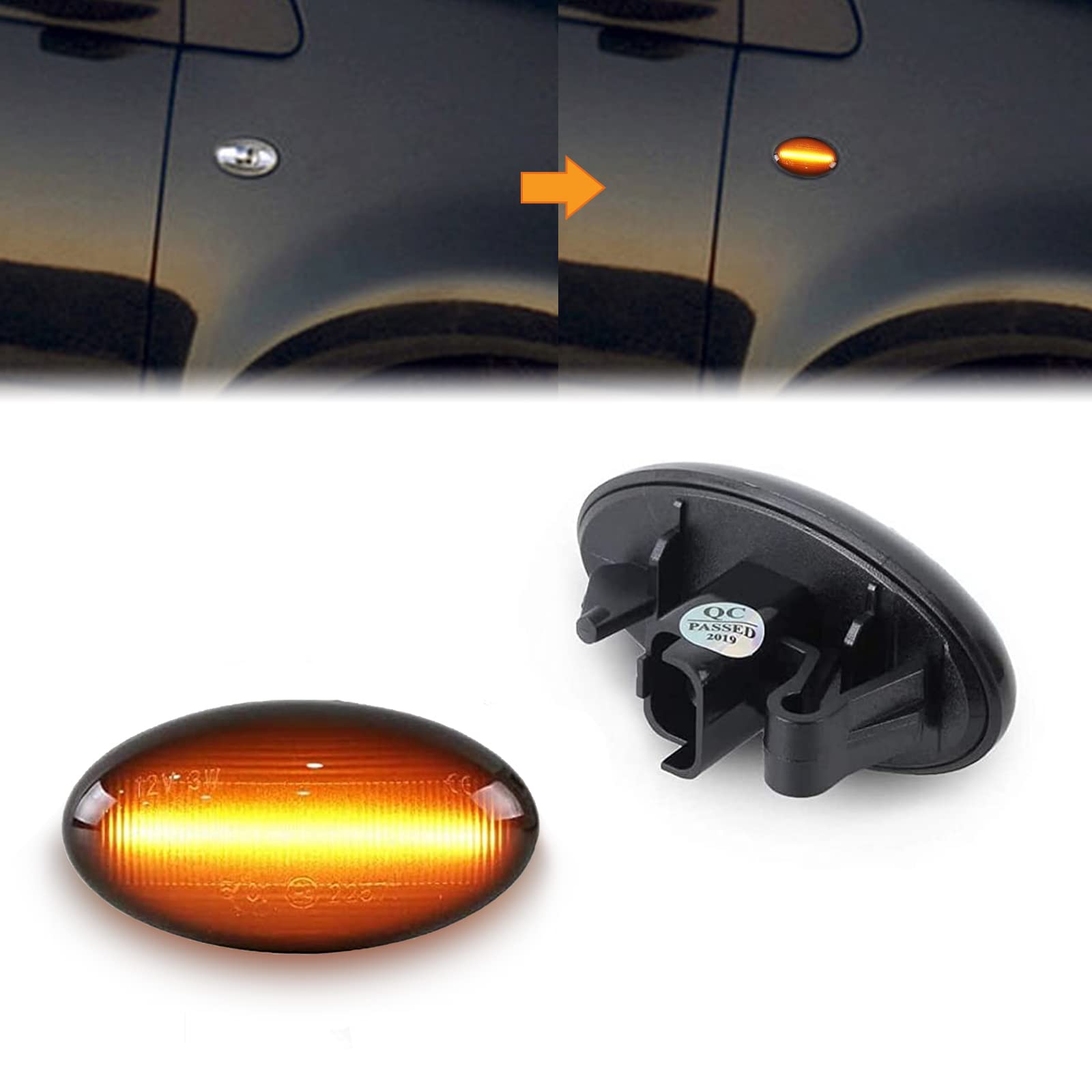 OZ-LAMPE LED Side Indicator for Citro-en C1 C2 C3 C5 C6 Xsara Picasso Berlingo Jumpy, for Peuge-ot 1007 107 206 207 307 407 607 Partner Expert, 2 Pcs