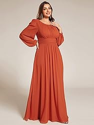 Ever-Pretty Women's Round Neck Long Lantern Sleeves