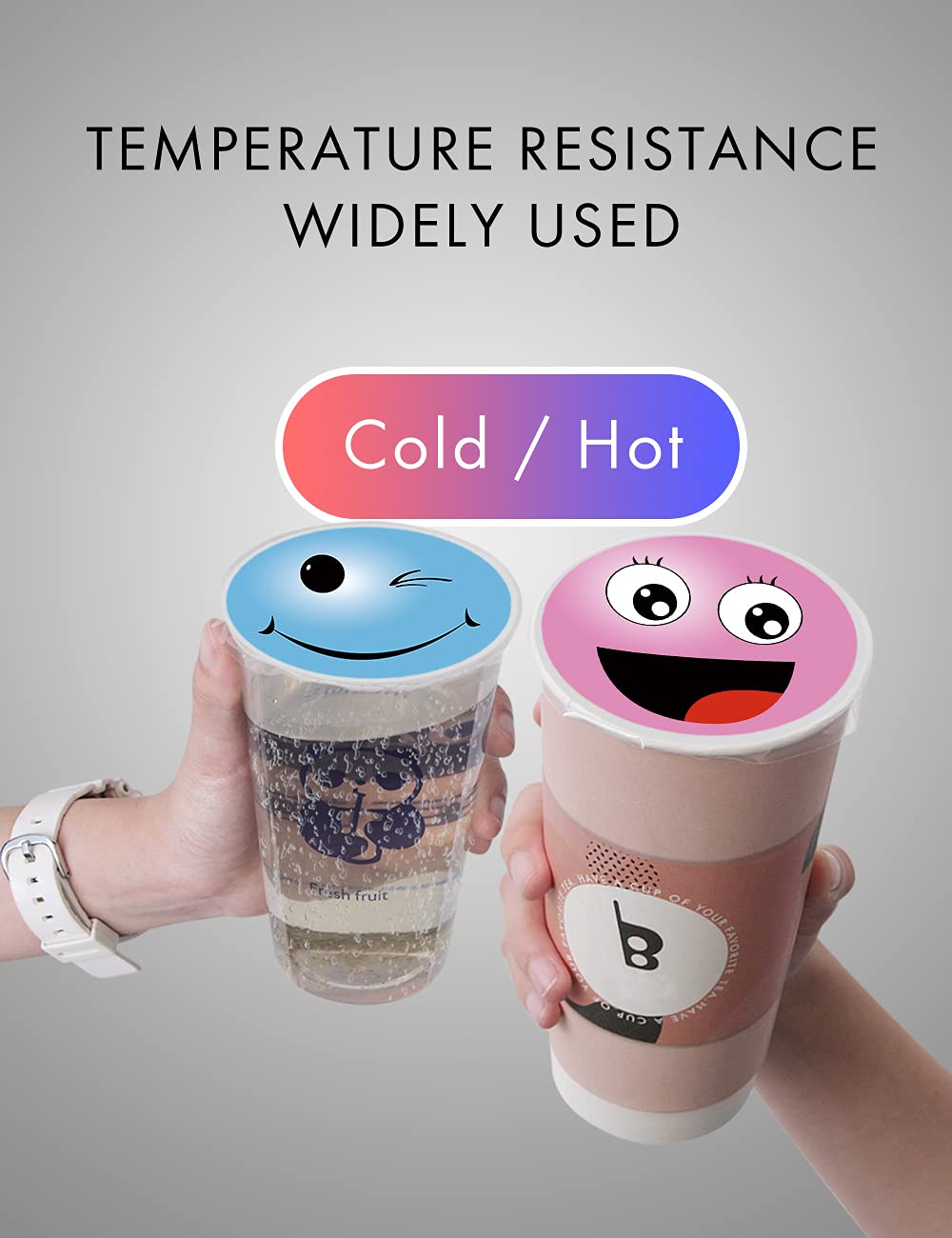 WantJoin Cup Sealing Film Tea Cup Sealing Film Boba Cup Sealer Film 90-105 mm 3000 Cups for PP Plastic and Paper Cups, Light Blue, Color4