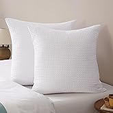 PHF Ultra Soft Waffle Weave Euro Shams Pillow Covers, No Filling, 2 Pack 26" x 26" Bed Cushion Covers, Breathable & Skin-Friendly Bed Pillow Shams for Stylish Home Decor, White