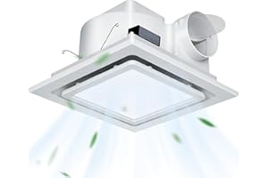 Gopper 12" Ultra Quiet Bathroom Fan w/LED Light, 1.0 Sone 141CFM 10x10 Mount