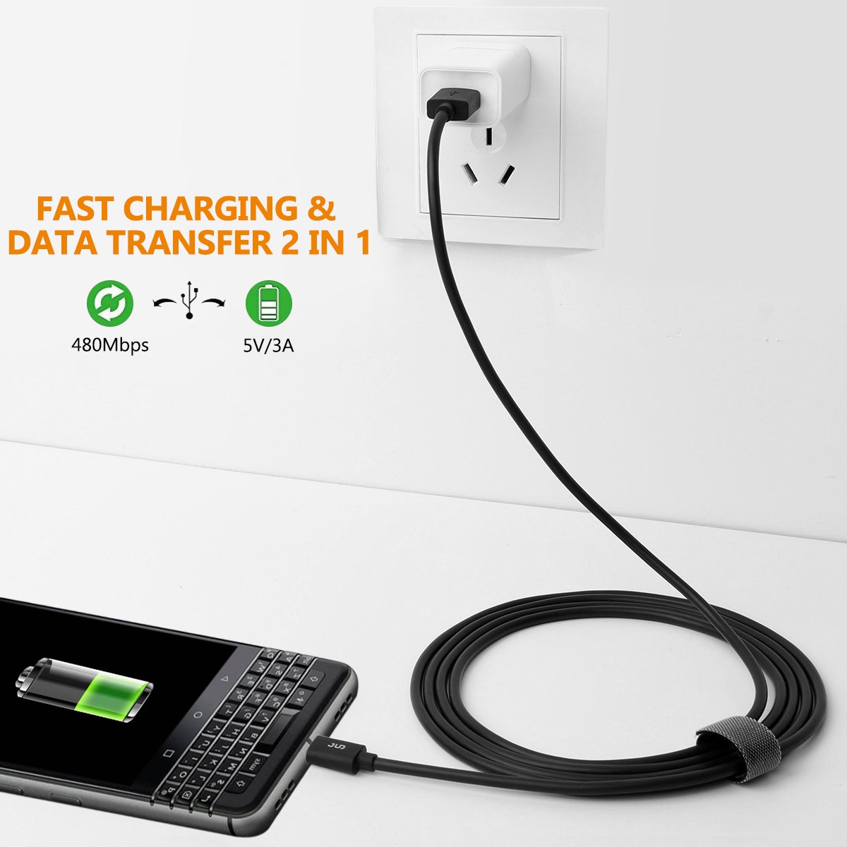 USB Type C Cable, JUD USB C to USB 2.0 Charger Cable(2 Pack, 3ft/6ft) TPE Fast Charging Cord Samsung Galaxy Note 8, S8, S8+, LG V20 V30 G5 G6, Nexus 6P 5X More (BLK)