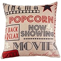 OLIA DESIGN OliaDesign Movie Popcorn Cotton Linen Pillow Cover, 17.3 x 17.3
