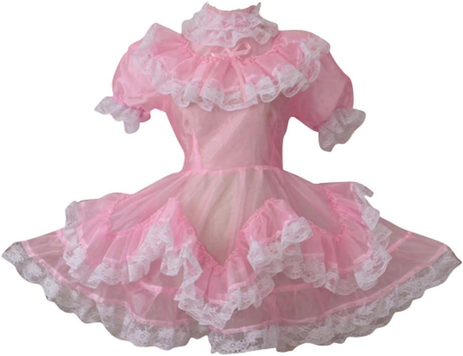 GOceBaby Women Maid Pink Organza Lockable Dress Uniform Costume