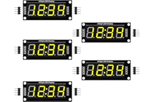 Diitao 5PCS TM1637 0.56" LED Display Digital Tube Decimal 7 Segment 4 Digit Clock Double Dots Drive Chip Tube Module Serial Driver Board with Pin Header (Yellow)