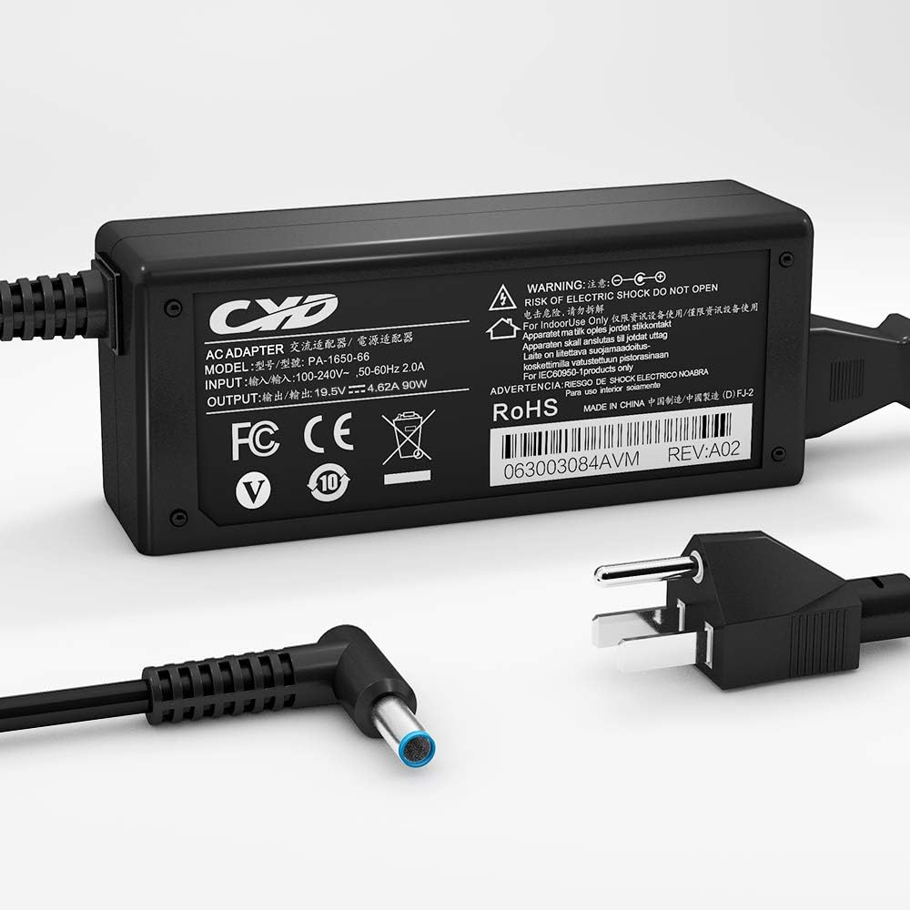 QYD 90W 19.5V 4.62A Laptop-Charger Replacement for Power Adapter HP Envy 15 17 M6 M7 15-BS015DX 15-AK105NF 15-AK104NU 14-N053TU 14-N054EF 15-K204NF 15-K204NL 15-K204NA 710413-001 Power Supply AC Cord