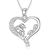 Shusukue Mama Bear Necklace 925 Sterling Silver Mom Heart Necklace Mothers Day Jewelry for Women Mama Bear Gifts for Mom