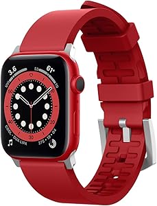 elago Sport Band Compatible with Apple Watch Band 38mm 40mm 42mm 44mm for iwatch Series 6/SE/5/4/3/2/1 - Premium Fluoro Rubber Material (Red)