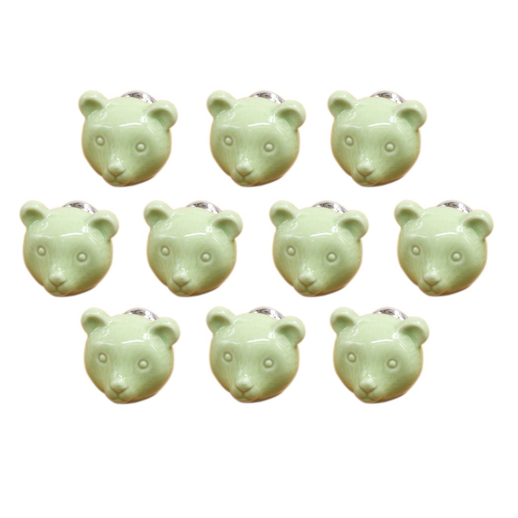 Cartoon Animal Shaped Ceramic Door Knob Dresser Kitchen Cabinet Cupboard Drawer Pulls Handles 10 Pack(38 * 32 * 32mm),Green