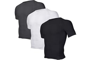Odoland Men's Body Shaper Slimming Shirt Tummy Vest Thermal Compression Base Layer Slim Muscle Short Sleeve Shapewear