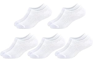 LO SHOKIM No Show Cotton Socks for Girls and Boys - Low Cut, Breathable, Non-Slip Short Socks for Kids - 5/10 Pairs