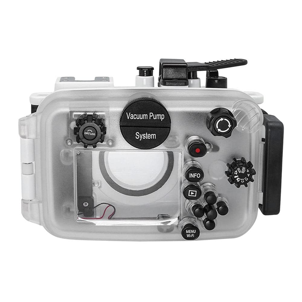 SeaFrogs Professional Underwater Housing for Olympus Tough TG-6 [60m/195ft] Scuba Waterproof Diving Case for Tough tg6, w/Inbuilt Leak Detection Sensor, Vacuum Pump Interface - White