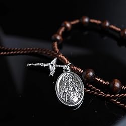 Needzo Brown Scapular Rosary Bracelet, Adjustable