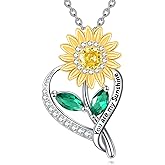 LWQQWL Flower Necklace for Women 925 Sterling Silver Mushroom/Sunflower/Cherry/Monstera Pendant Plant Jewelry Gifts