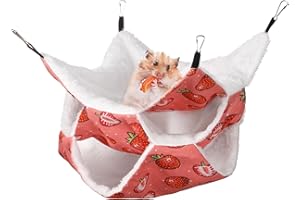 XINRUI 3 Layer Guinea Pig Cage Hammock, Cute Rat Hamster Hanging Hammock Bed Soft Warm Small Animals House Cage Accessories Toy for Ferret Squirrel Chinchilla Parrot Sugar Glider