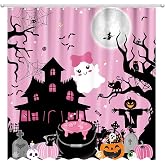 Fitumiw Pink Halloween Shower Curtain 72