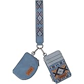 Wrangler Western Keychain Wristlet Wallets for Women Retro Dual Pouch Wristlet Credit Card Holder Wallet with Zipper Pocket WG2214-W0051JN