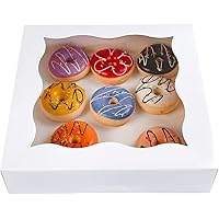15-Pack 10"x10"x3"White Bakery Boxes with PVC Window for Pie and Cookies Boxes Medium Natural Paper Box,Pack of 15