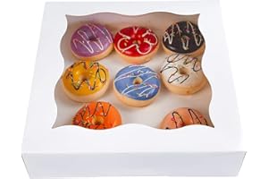 15-Pack 10"x10"x3"White Bakery Boxes with PVC Window for Pie and Cookies Boxes Medium Natural Paper Box,Pack of 15