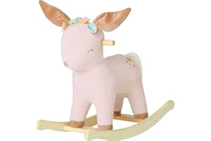 labebe Child Rocking Horse Toy, Stuffed Animal Rocker Toy, Wooden Rocker for Kids 12-36 Months, Baby Rocking Toy/Wooden Rocking Horse/Rocker/Animal Ride on/Reindeer Rocker (Girl)