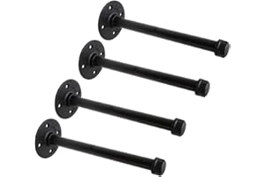 HOME TZH 1/2" Industrial Black Iron Pipe Shelf Brackets, Rustic Wall Mounted DIY Shelving Brackets Hanging Custom Pipe Brackets for Floating Shelves (4, 8")