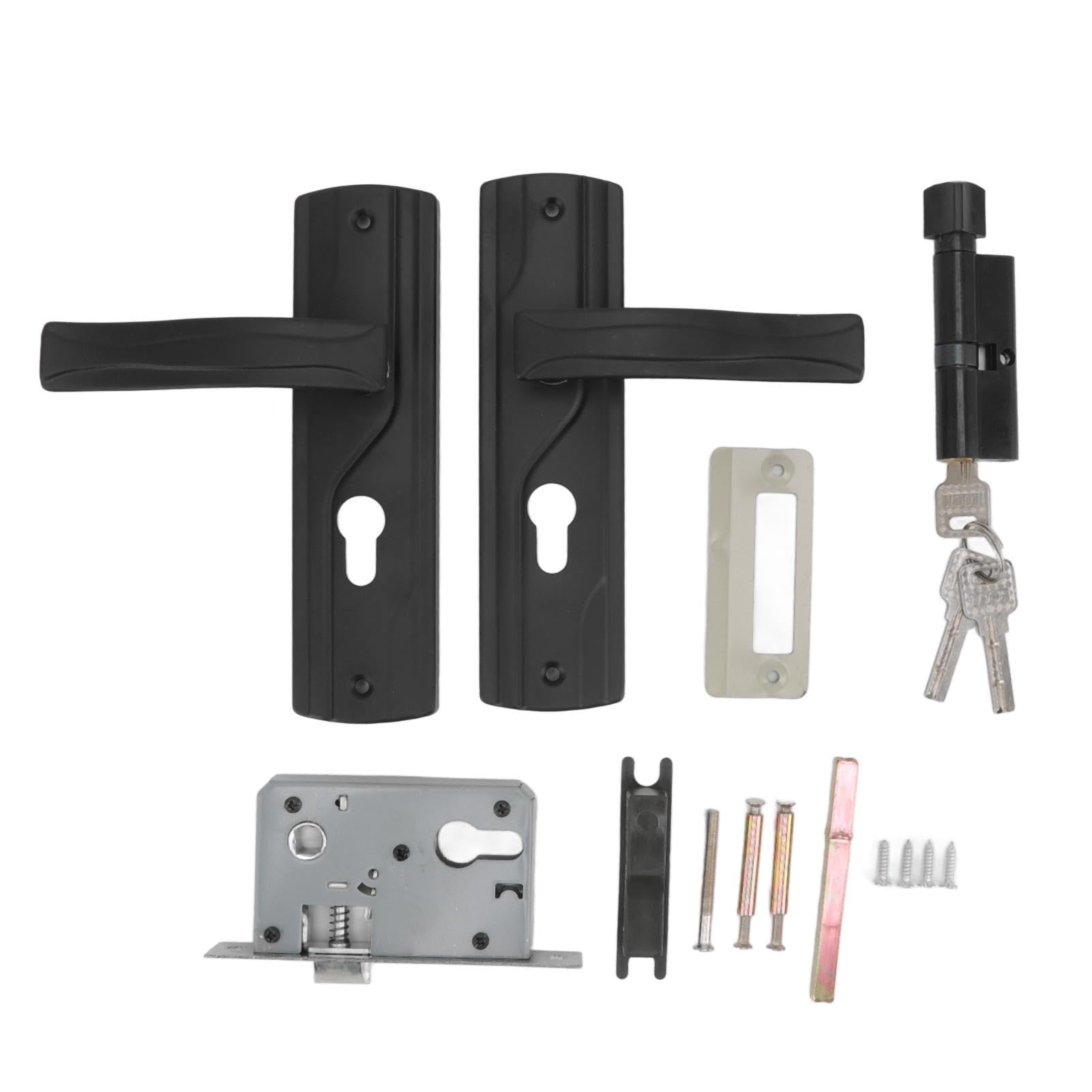 Nikou Door Handle Lock Manganese Steel Silent Bearing Universal Door Lever Lock Set with Keys for Home Bedroom Black