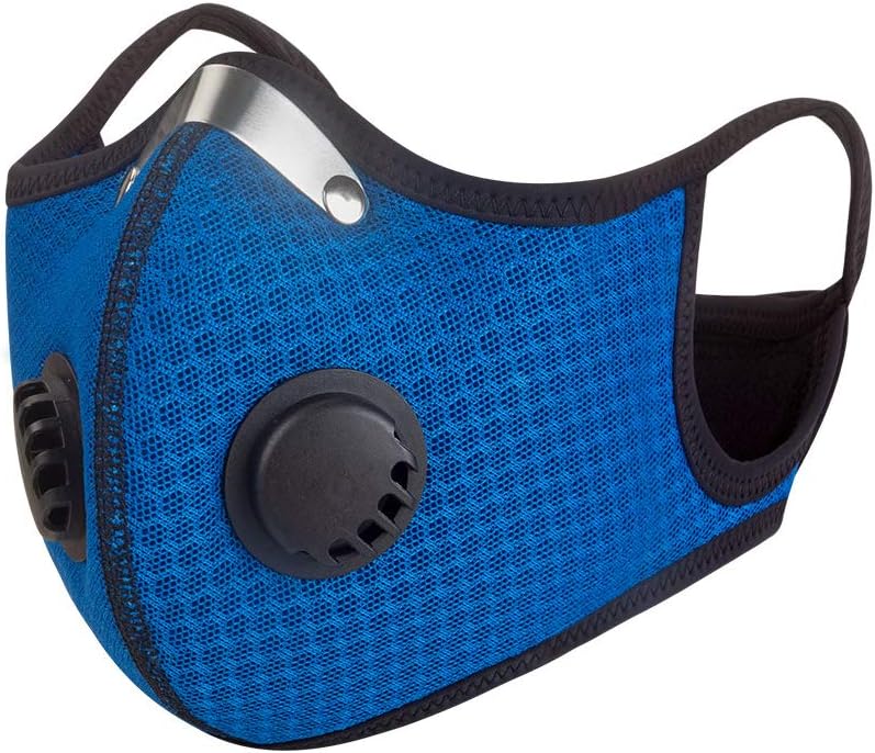 Pollution Mask with Valve Washable Dust Respirator Cotton Mouth Masks with Replaceable 5 Layer Filter for Men Women.For city commute, running, cycling, motorcycle and all outdoor activities.