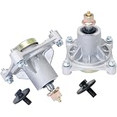 CheeMuii 2 Pack Lawn Mower Deck Spindles with Zerk &amp; 4 Tapped Bolts &amp; Nuts | Replace for Z246 587125201 for AYP 174356 174358 Replace for Hu sqvarna 532174356 532174358 Deck Spindle for AYP 48" Deck