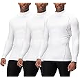 DEVOPS 3 Pack Men's Athletic Turtle Neck Long Sleeve Compression Shirts