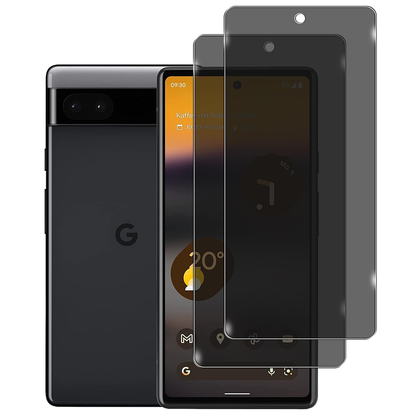 KELOLIN [2 Pack] Privacy Screen Protector for Google Pixel 6a, 9H Hardness, Anti-Scratch, Anti Spy, Tempered Glass Screen Protector for Google Pixel 6a