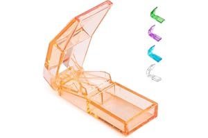 Ultrassist Pill Cutter and Splitter for Cutting Small or Large Pills, Accurate Medicine Splitter with Stainless Steel Blade, Transparent Vitamins Slicer Assorted Colors