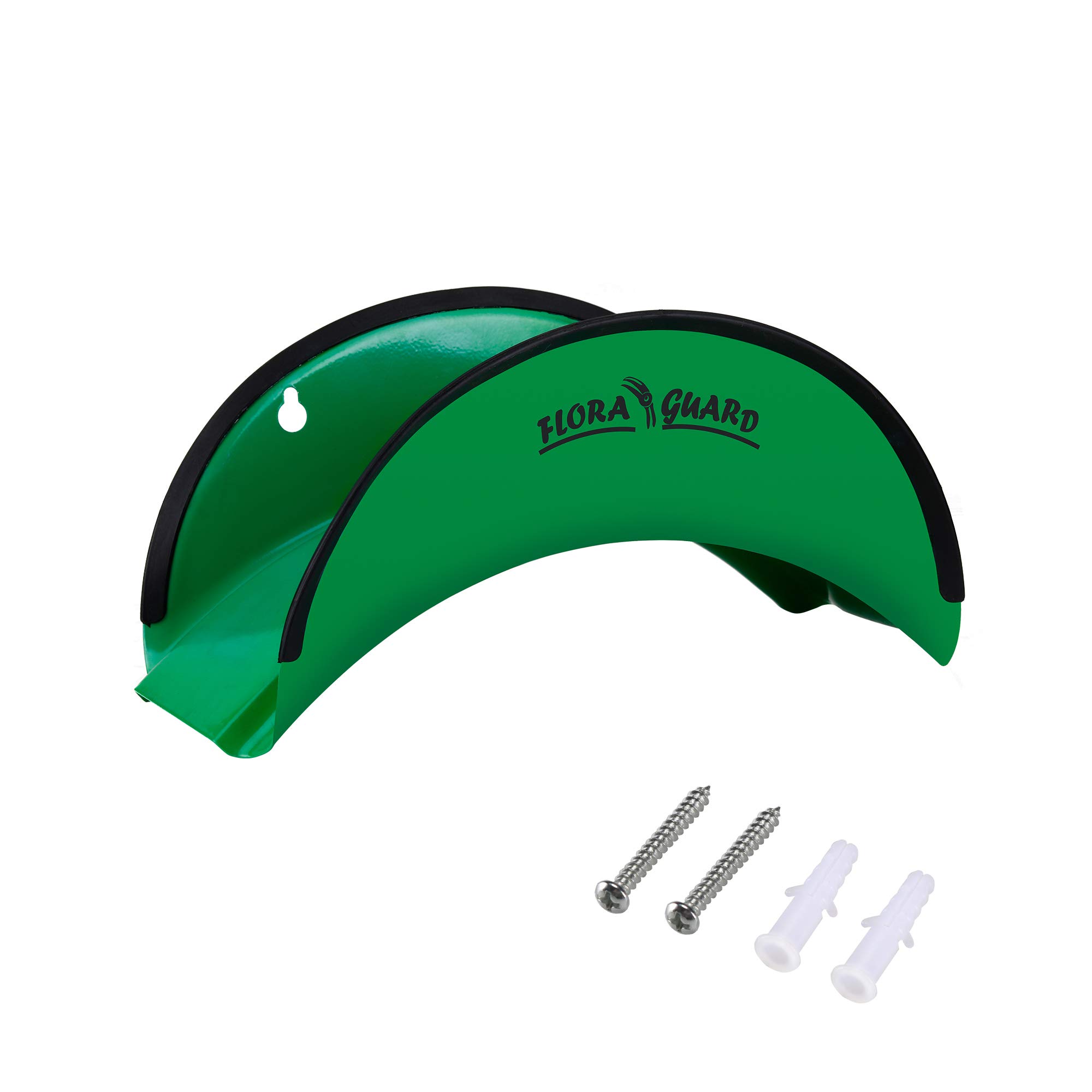 FLORA GUARD 29cm Metal Hose Hanger, Wall-Mounted Hose Holder, Anti-Corrosive Bracket for Wall Storage (Green)