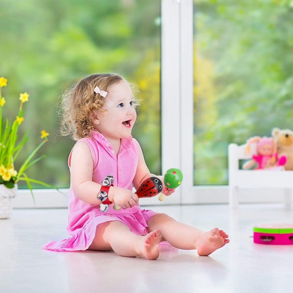 Kids Rhythm Toys,10pcs Musical Instruments Toys Wooden Wrist Bells Fiesta Maracas for Party Favors Classroom School