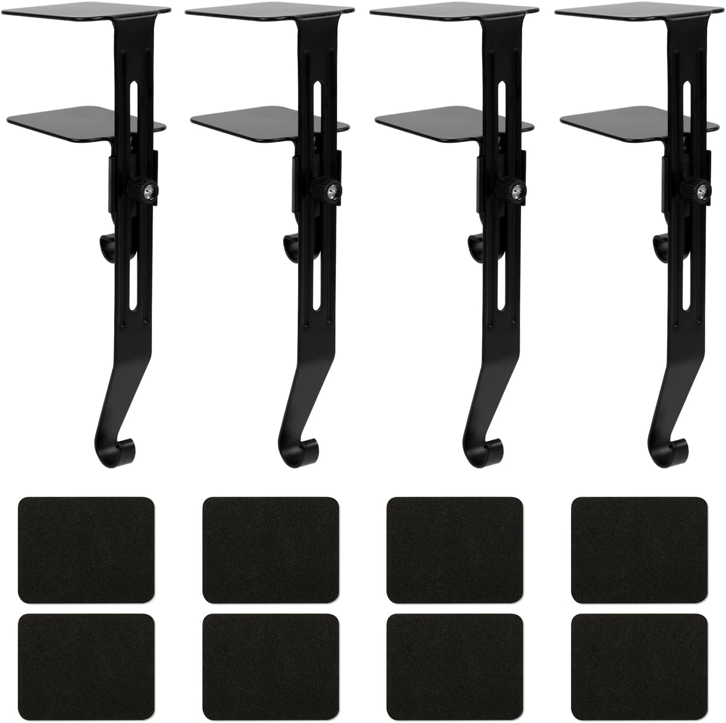 Ornament Hooks - XIHIRCD 4pcs Adjustable Christmas Stocking Holders, Christmas Fireplace Hooks Mantel Stocking Hooks Mantel Garland Clips Padded Contact Points for Christmas Party Decorations(Black)