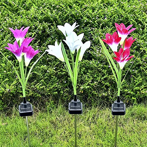 SOLARBABY Solar Lights Outdoor Garden, Multicolor Changing Color Garden Lights with 16 Lily Larger Solar Flower for Garden Yard Driveway, Patio Decor