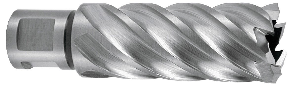 Ruko HSSE-Co 5 Core Drill Bit with 3/4 inch Weldon Shank, CBN Ground, Bright Finish, 28.0 mm Diameter, 88.0 mm Length, R108528E