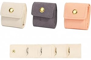 3PCS Mini Travel Jewelry Pouch, Leather Jewelry Organizer Foldable Bag for Necklaces, Rings & Earrings - Compact Jewelrys Cas