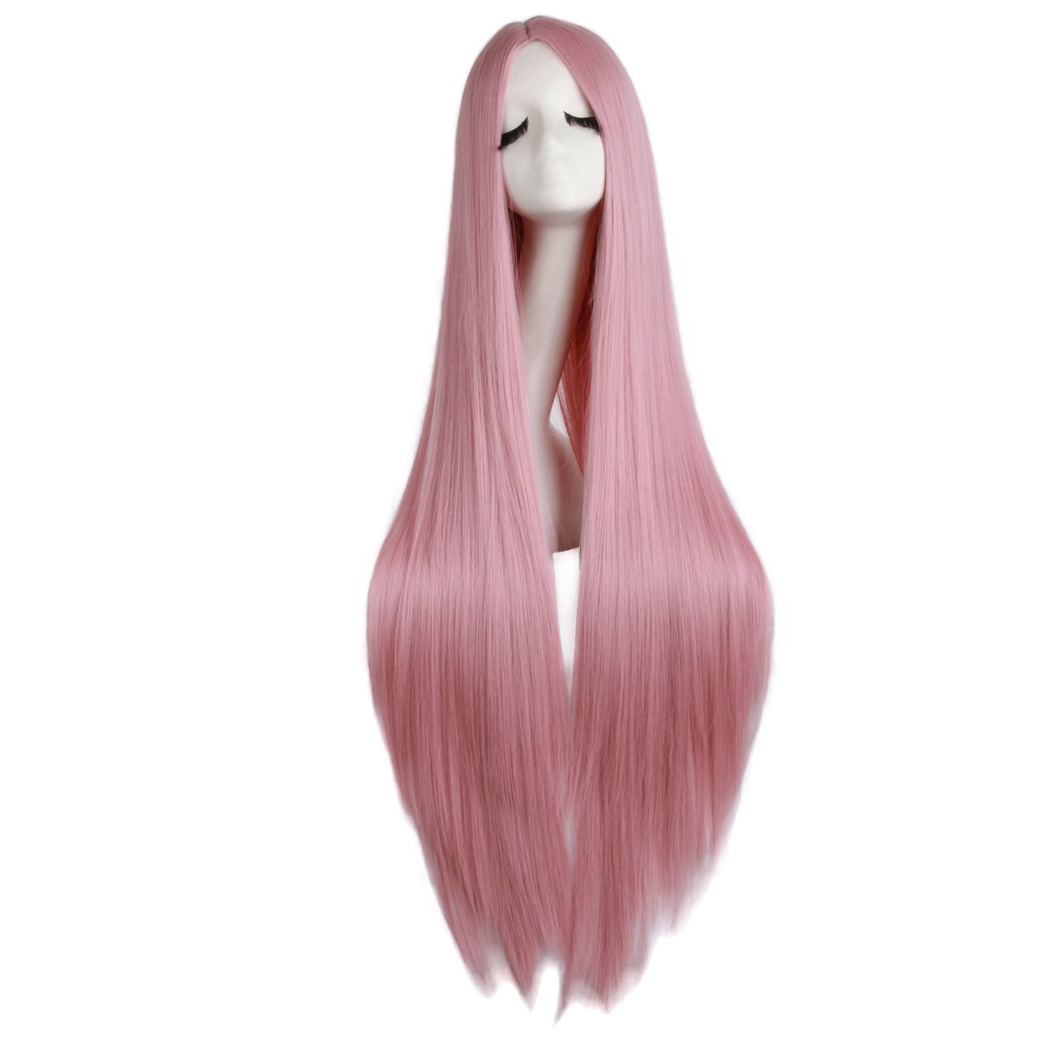 MapofBeauty 40"/100cm Natural Soft Straight Long Cosplay Wig (Rouge Pink) โ image 1