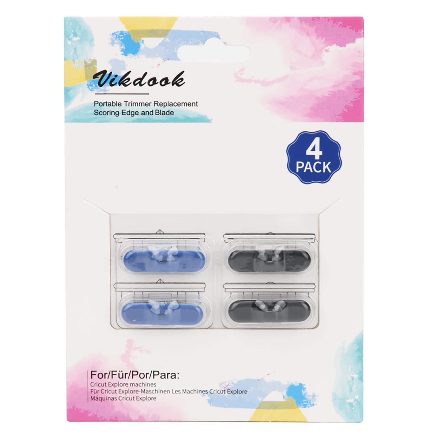 VIKDOOK Paper Cutter Replacement Blade for Cricut Portable Trimer 12” 13” Roller Holder Cutter Replace Cutting Scoring Blade for Cricut Timmer (4 Pack-2 Cutting and 2 Scoring Blades)