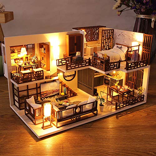 CUTEBEE Puppenhaus Miniatur mit Möbeln, Idee DIY hölzernes Puppenhaus-Kit sowie staubdicht und Musik-Bewegung, Maßstab 1… – Bild 4