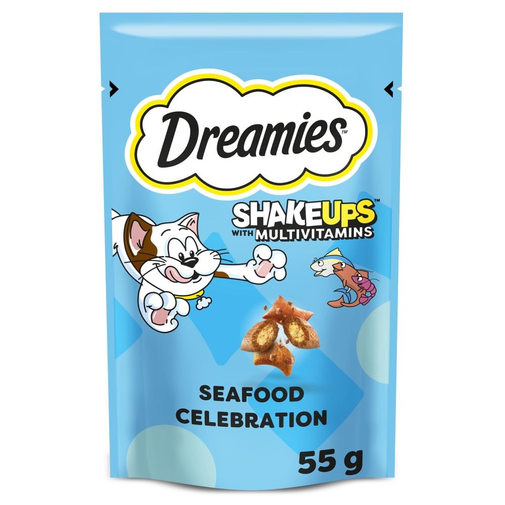 DREAMIES Shakeups Seafood Celebrations Cat Treats, 8x55g