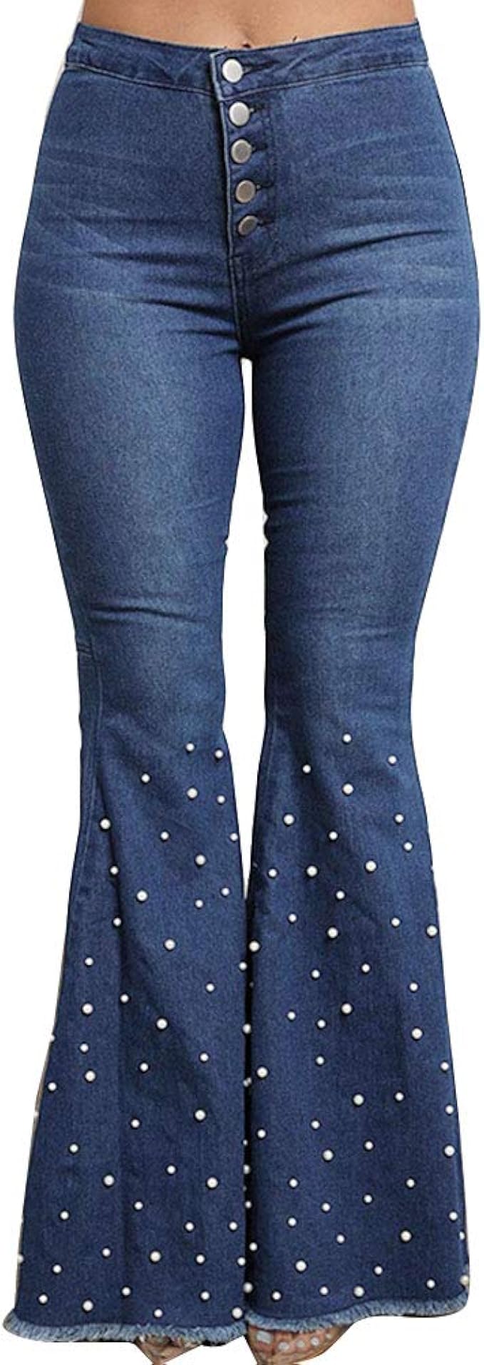 GELing Damen Flared Jeans Schlaghosen Hosen Stretch Skinny Denim