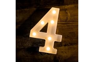 Foaky Decorative Led Marquee Light Up Number, Marquee Light Up Number Sign for Night Light Wedding Birthday Party Christmas Home Bar Decoration Number(4)