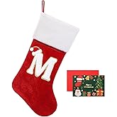 NIBESSER 18 Inches Monogram Christmas Stockings with Letters, Large Super Soft Christmas Stockings Red Velvet with White Soft Plush Cuff for Christmas Xmas Tree Holiday Fireplace