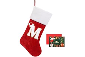 NIBESSER 18 Inches Monogram Christmas Stockings with Letters, Large Super Soft Christmas Stockings Red Velvet with White Soft Plush Cuff for Christmas Xmas Tree Holiday Fireplace