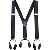 Buyless Fashion Butten End Suspenders for Men - 48" Adjustable Straps 1 1/4" - Y Shape