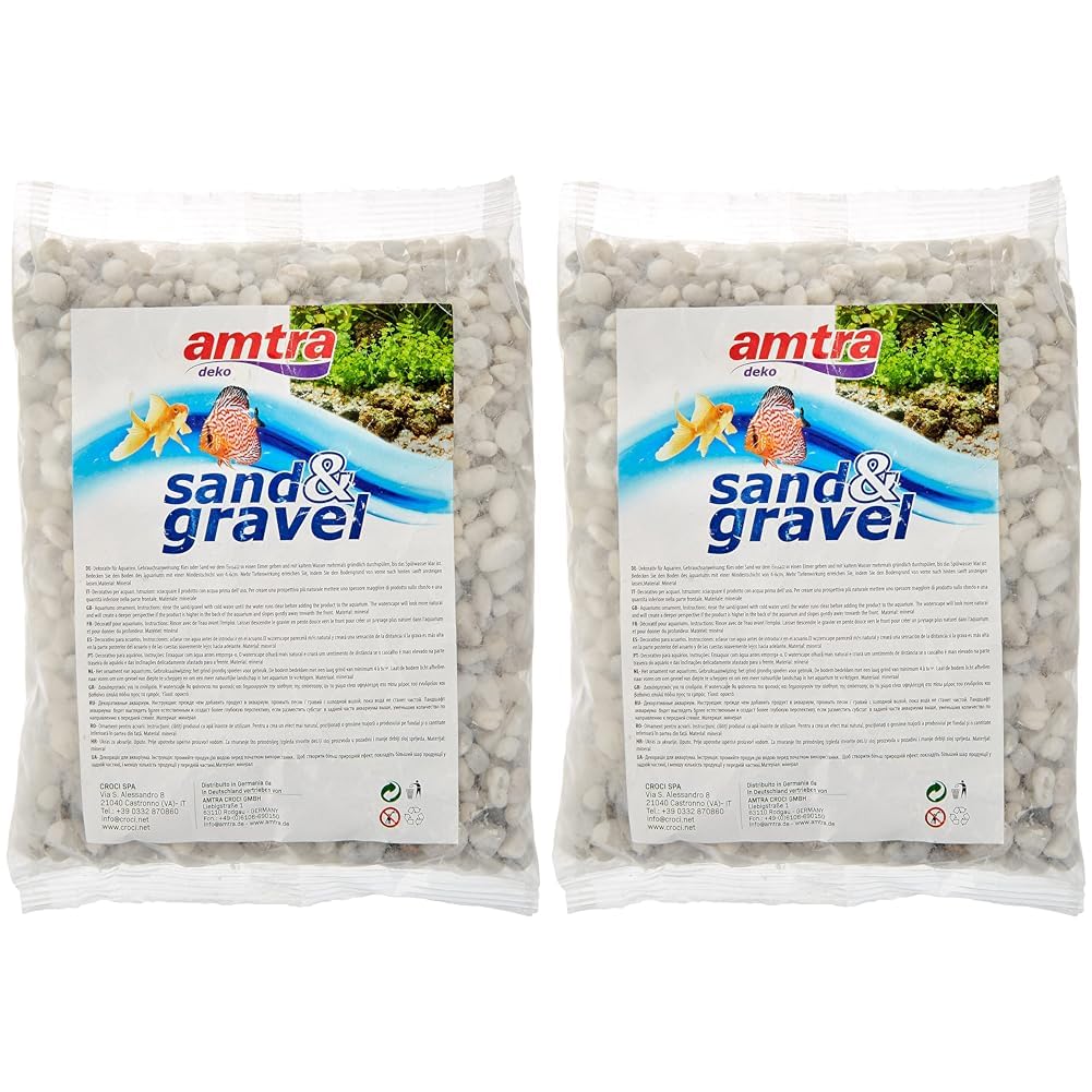 Amtra Gravel - Natural Aquarium Gravel, Decorative Soil, Coarse White Grains Size 4-8mm, Size 1kg, Packaging May Vary (Pack of 2) — image 1
