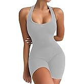 VUTRU Womens Sexy One Piece Tank Top Sleeveless Backless Bodycon Shorts Jumpsuits Bodysuit Catsuit Ribbed Sports Romper