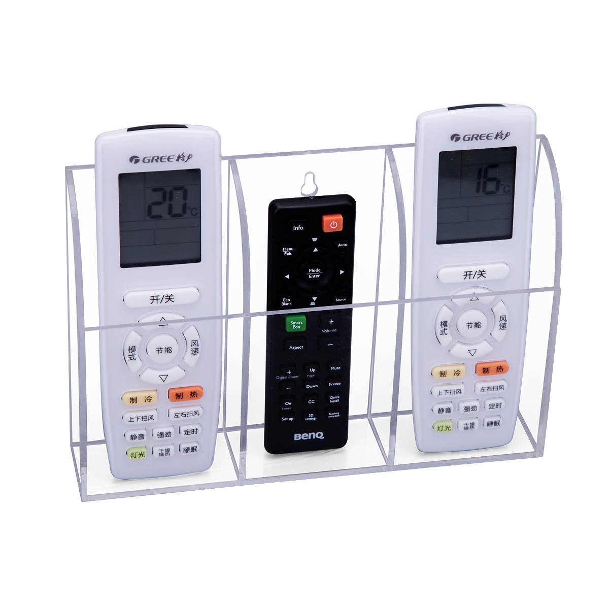 HBlife Clear Acrylic Remote Control Holder Wall Mount Media Organizer