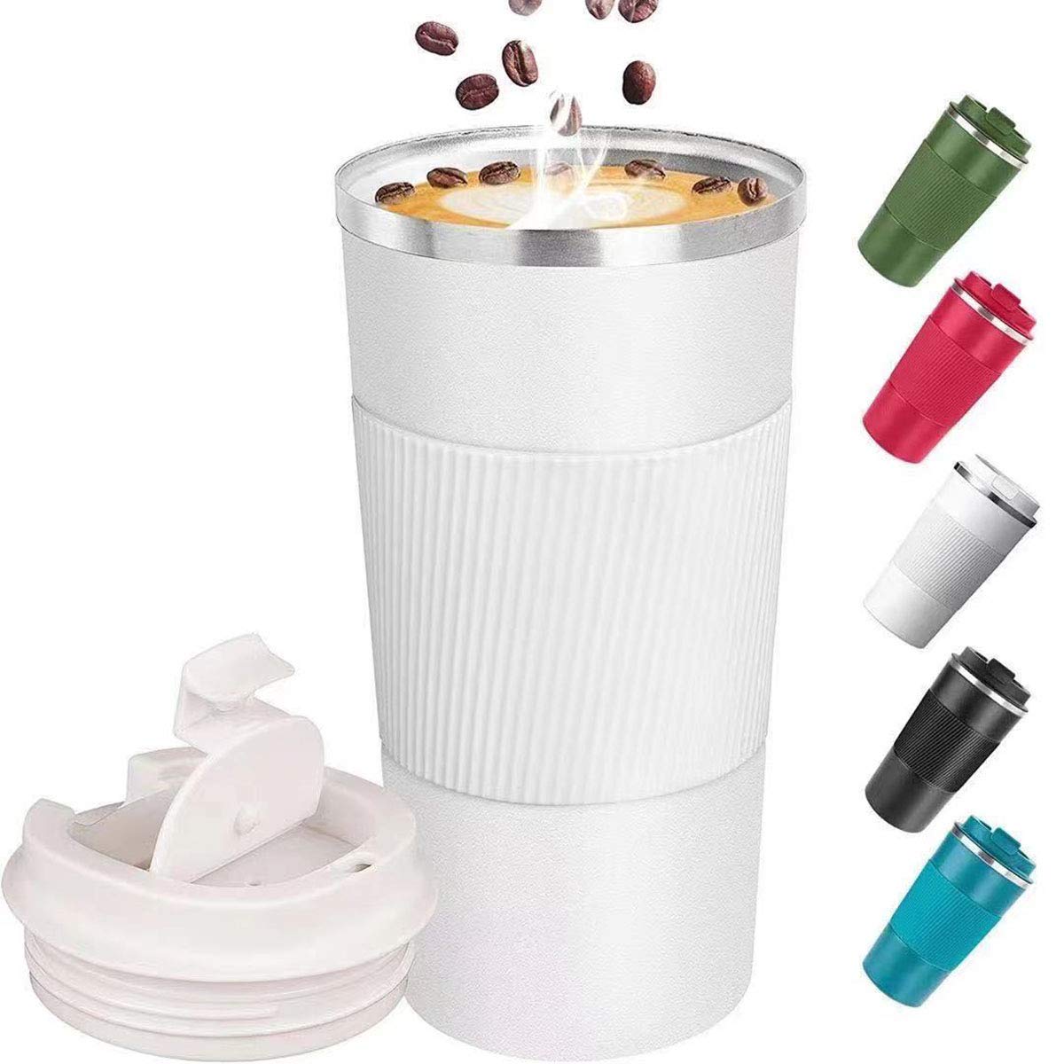 Big seller Coffee Cup, Vacuum Reusable Leakproof Double Wall Coffee Cup, Insulation Stainless Steel Eco-Friendly Travel Office Mug for Hot Coffee Tea and Cold Drinks, 17oz/500ml, White